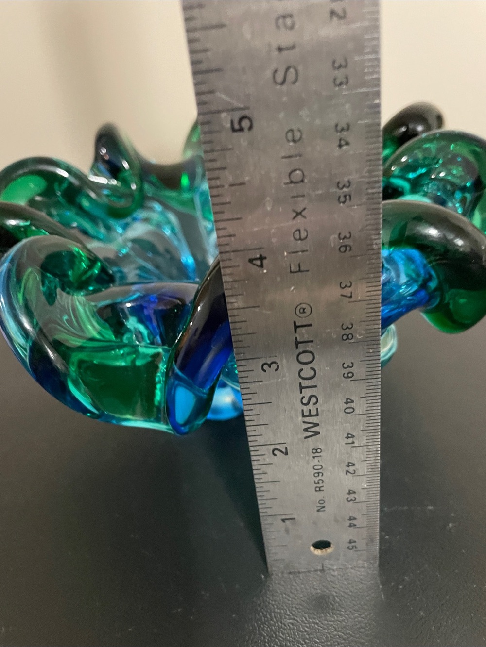 MCM Lorraine Handblown Green Over Blue Art Bowl - Picture 8 of 8